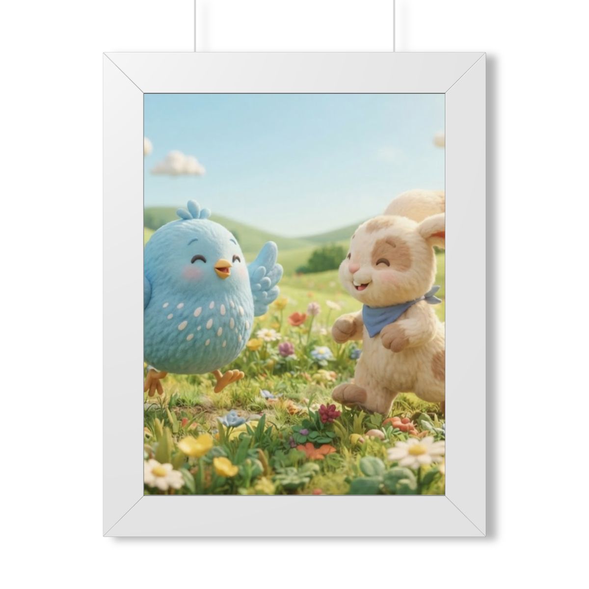Framed Vertical Poster - Meadow Friends View — White (11×14...