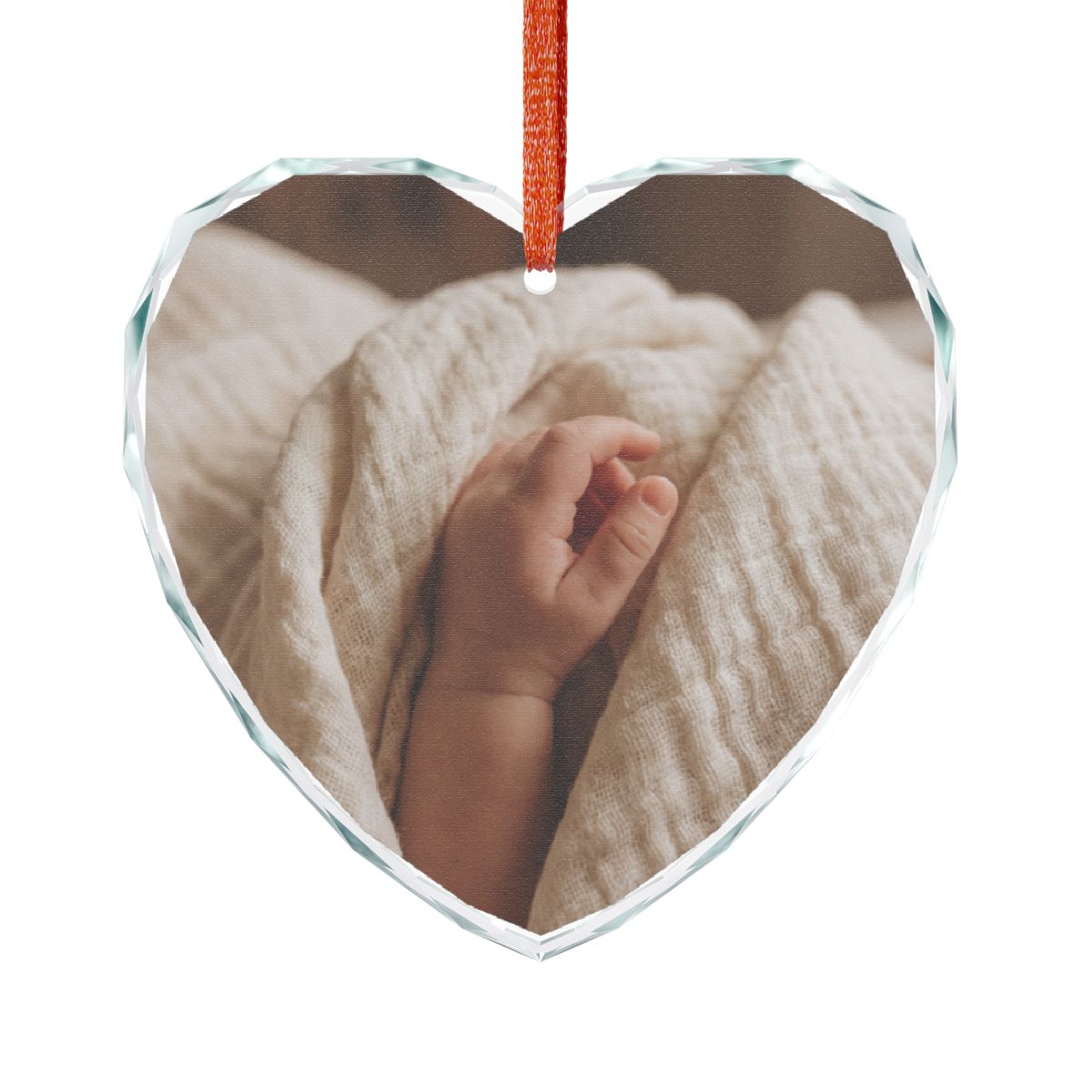 Crystal Glass Ornament - Cozy Newborn Muslin Blanket Art |...
