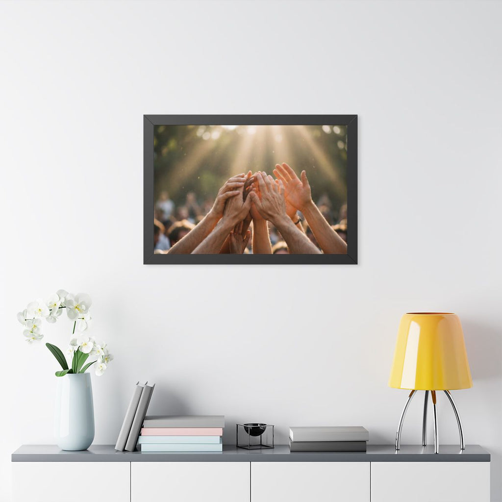Framed Horizontal Poster - Golden Rays of Unity Wall Art......
