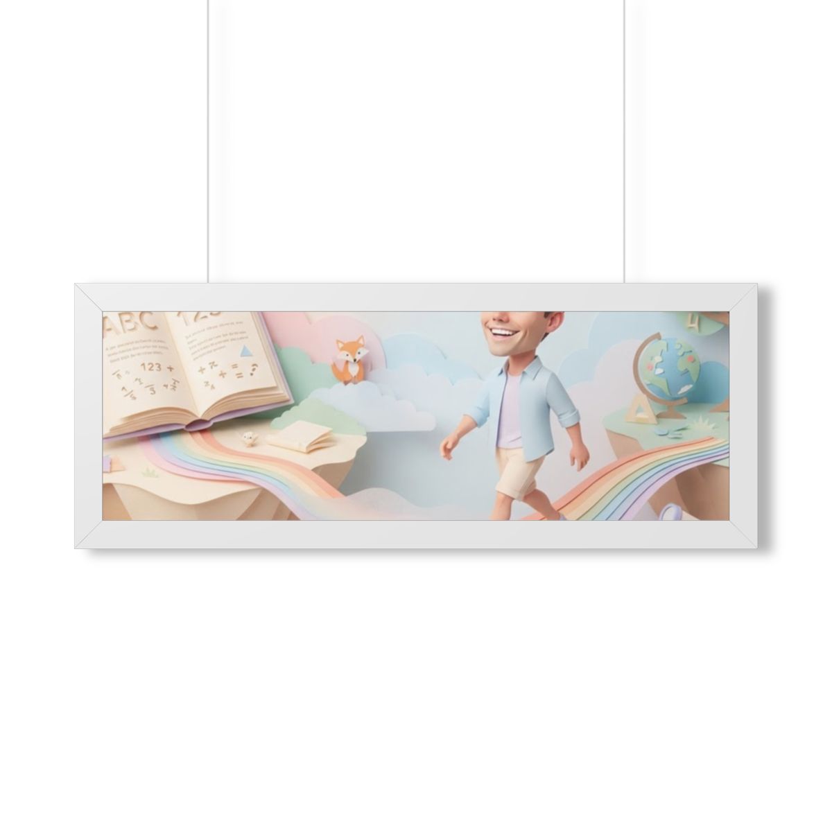 Framed Horizontal Poster - Rainbow Odyssey — White (14×11......