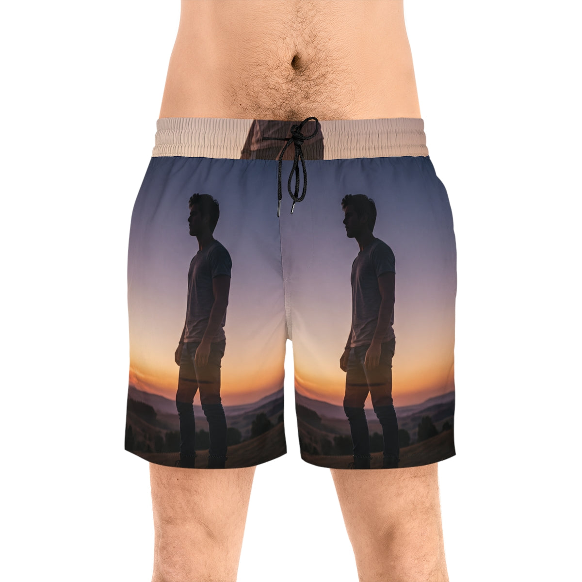 Men's Mid-Length Swim Shorts - Twilight Wanderer Golden Hour...
