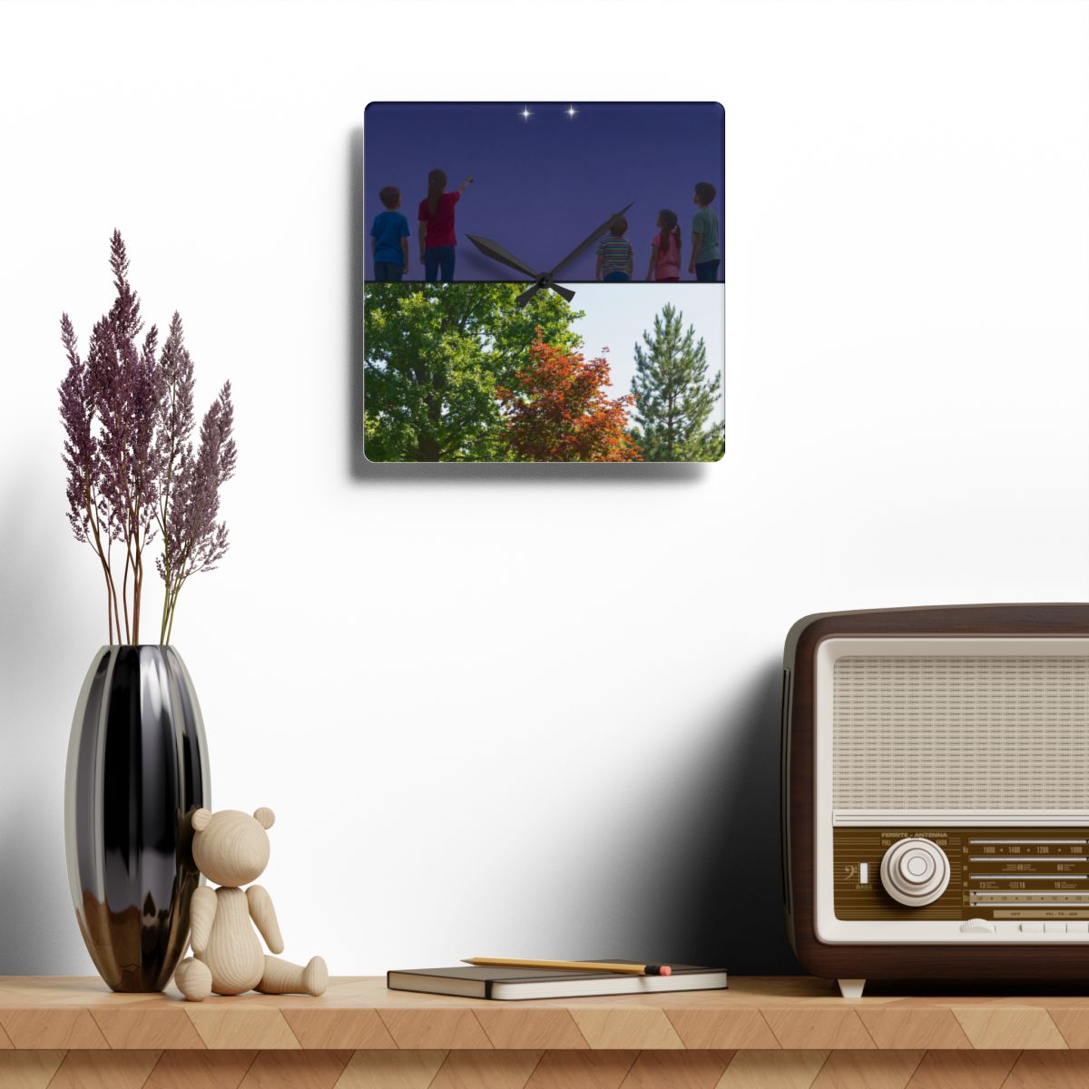 Acrylic Wall Clock - Stargazer Woods
