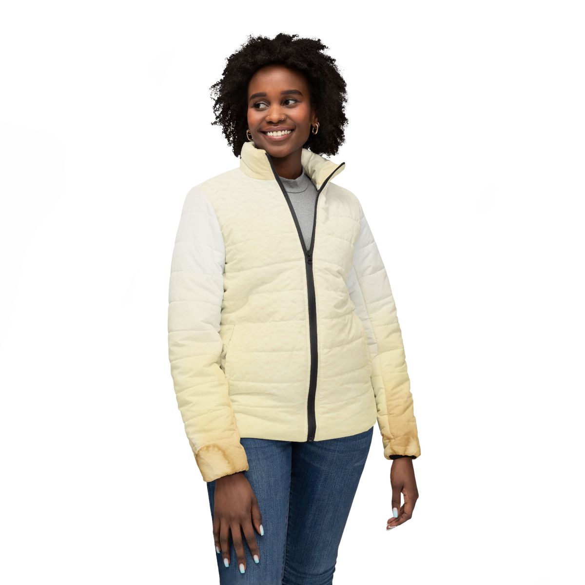 Women's Puffer Jacket - Golden Hour Solace Minimalist Art |...