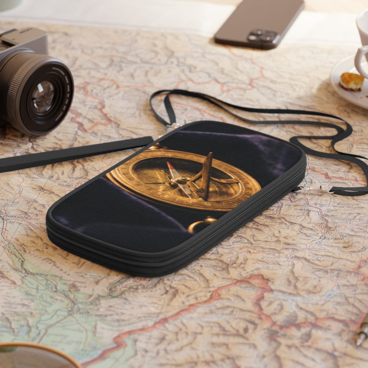 Vintage Brass Sundial Compass Passport Wallet