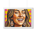 Framed Horizontal Poster - Radiant Joy Boho Pop Art Portrait...