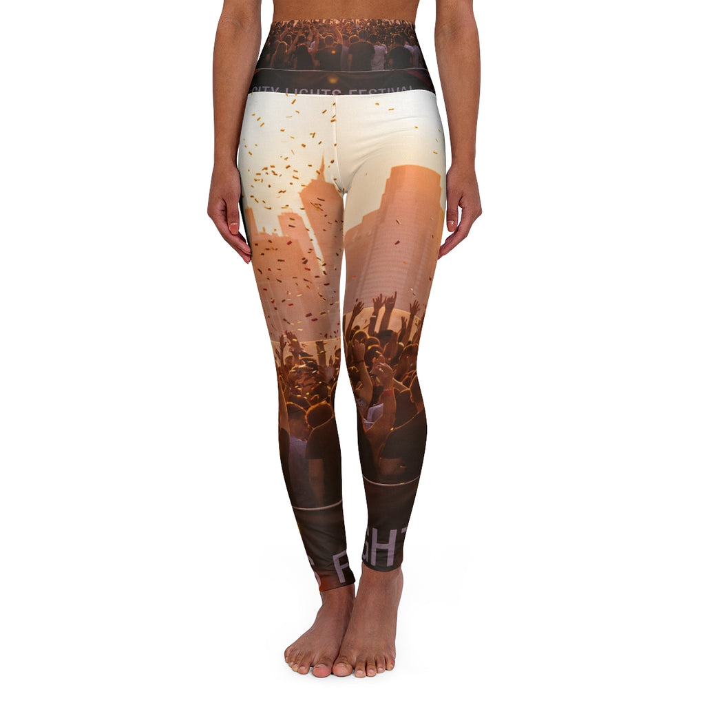 High Waisted Yoga Leggings - City Lights | Echovira Gallery