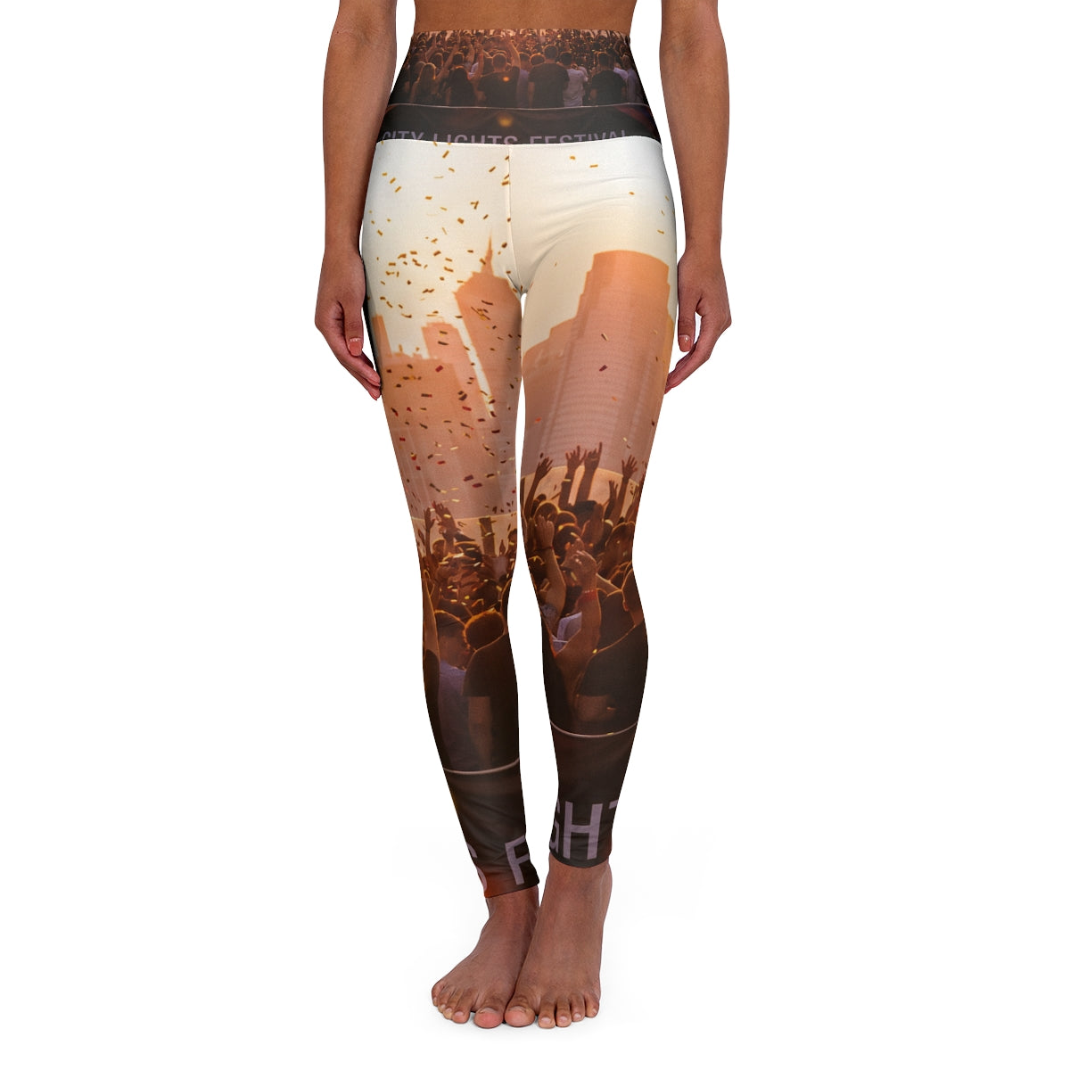 High Waisted Yoga Leggings - City Lights | Echovira Gallery