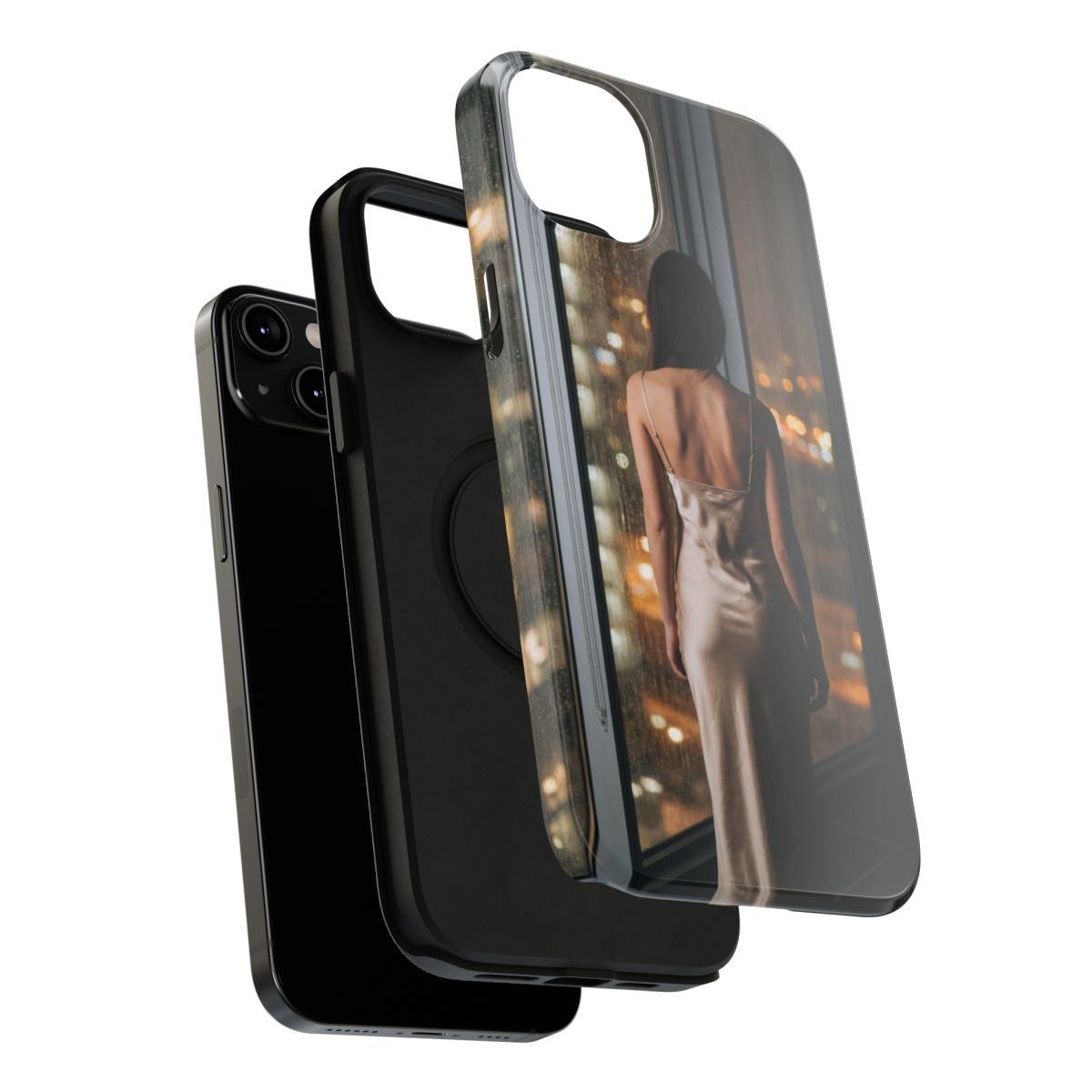 Impact-Resistant Apple iPhone Cases - Rainy City Lights Silk Gown | iPhone 17 Pro Max, 17 Pro, 17 Air & More
