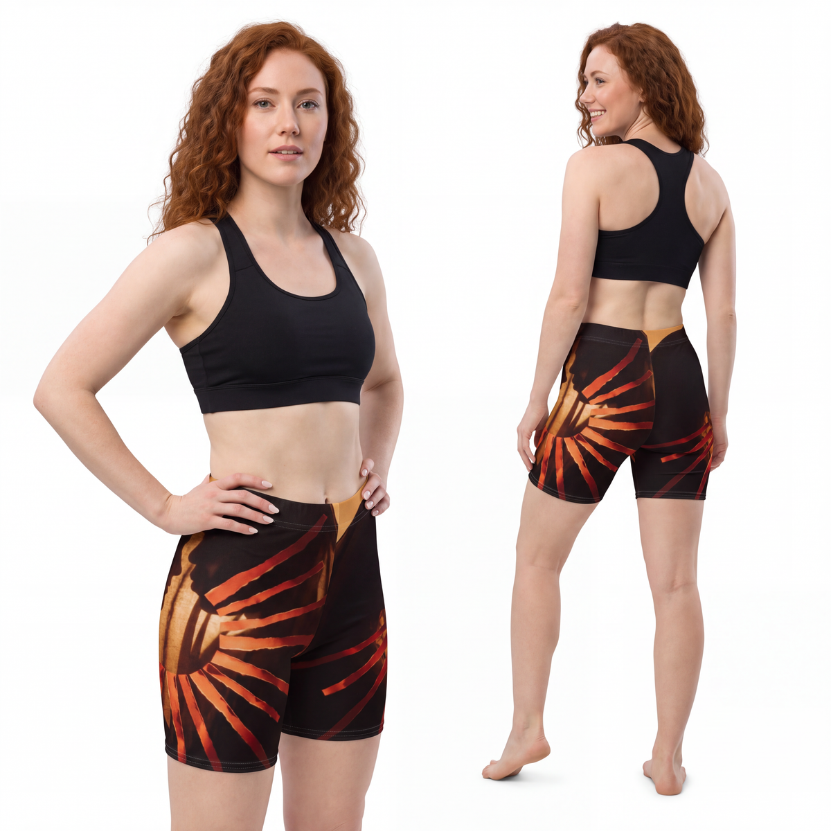 Women's Biker Shorts - Golden Veil | Echovira Gallery