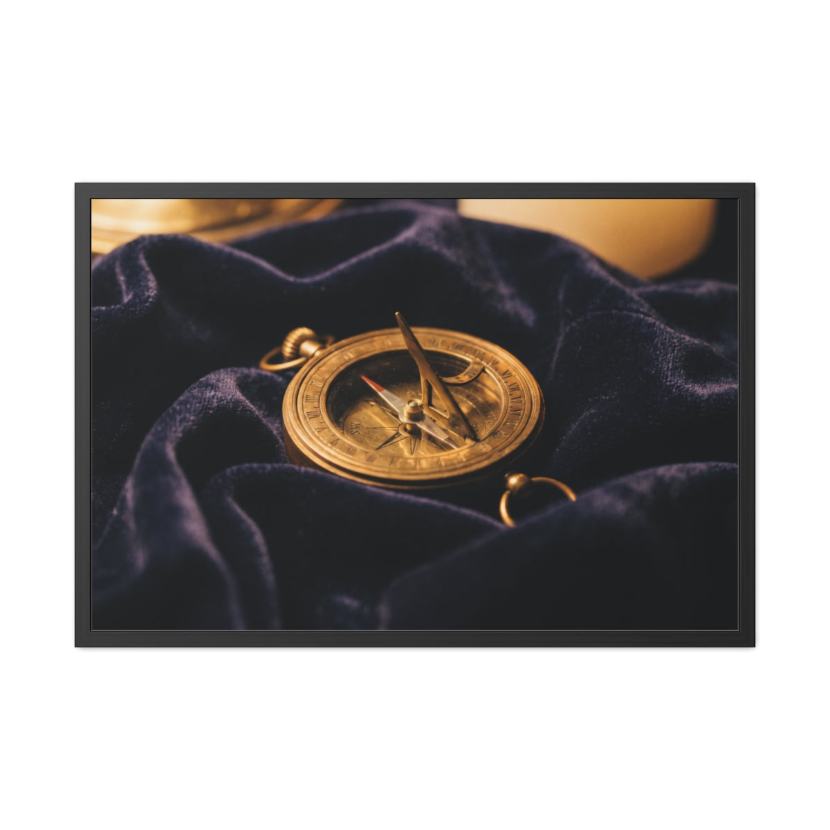Vintage Brass Sundial Landscape Framed Poster