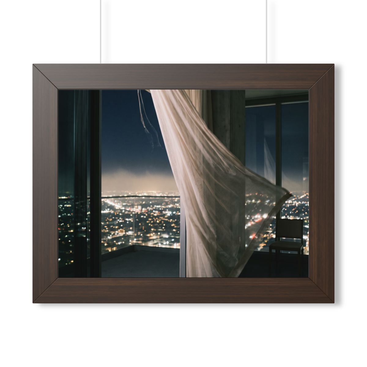 Framed Horizontal Poster - Skyline Serenity — Walnut (14×11...