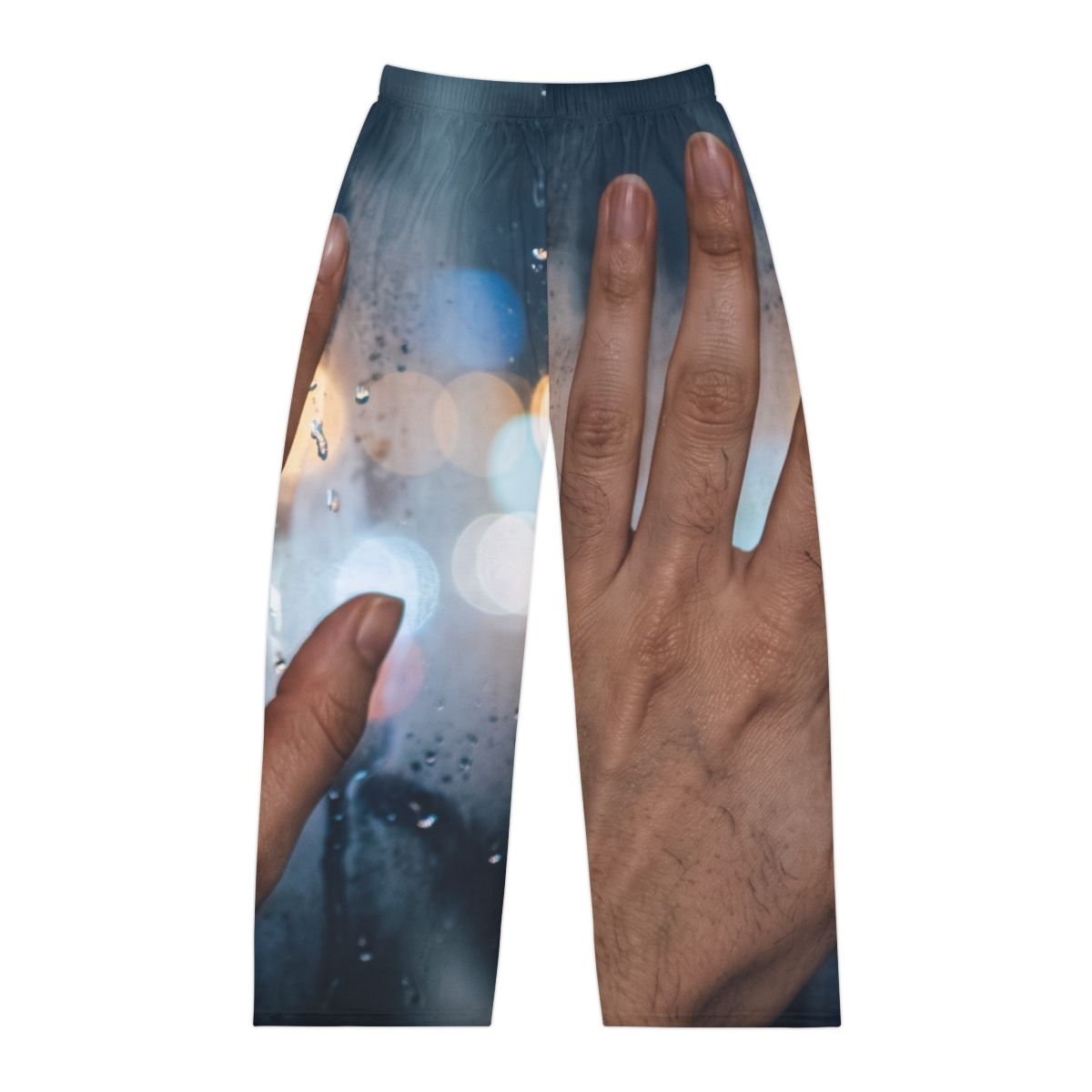 Men's Pajama Pants with Rainy Window City Art