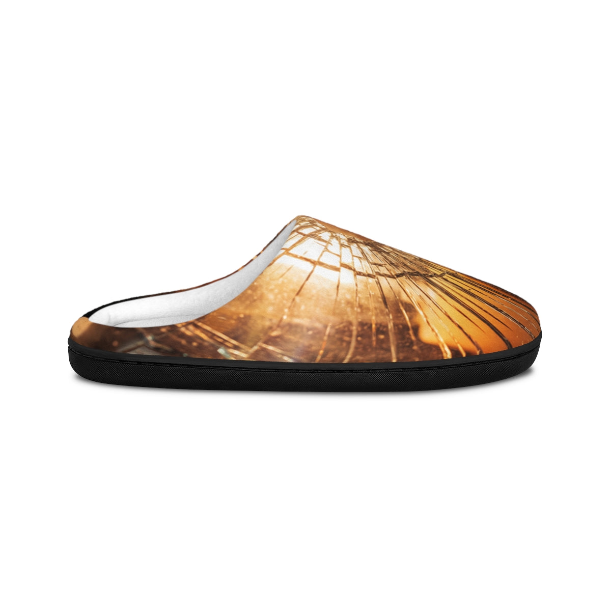 Men's Indoor Slippers - Golden Fracture Cinematic Glass Art...