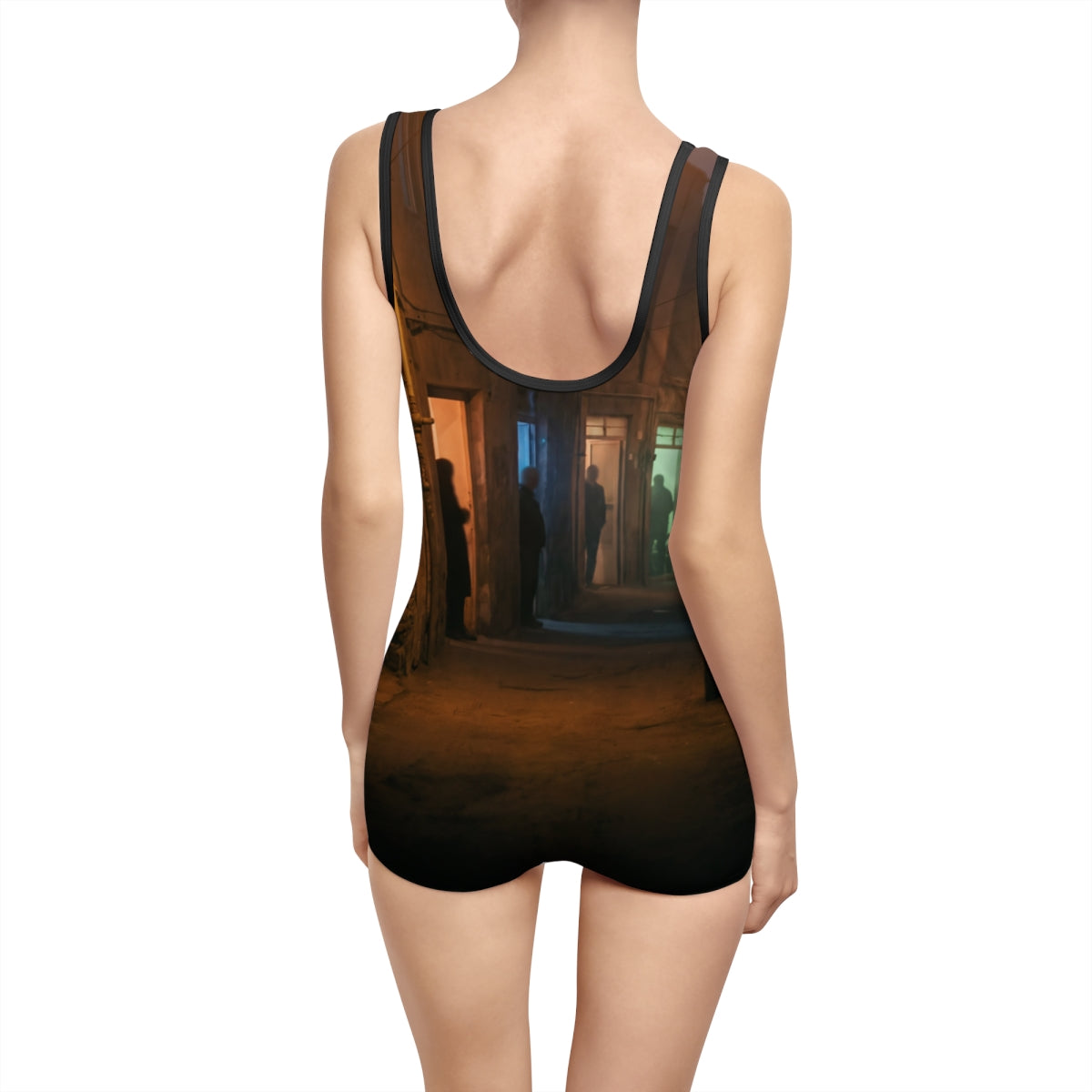 Women's Vintage Swimsuit - Shadowed Alleyway Mystery Art......