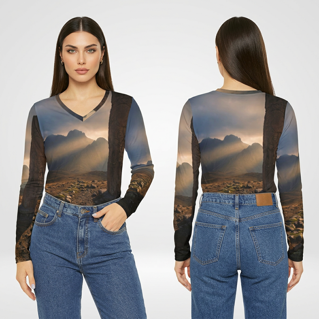 Women's V-Neck - Majestic Mountain