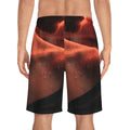 Men's Board Shorts - Crimson Neon Glow - Cinematic Portrait...