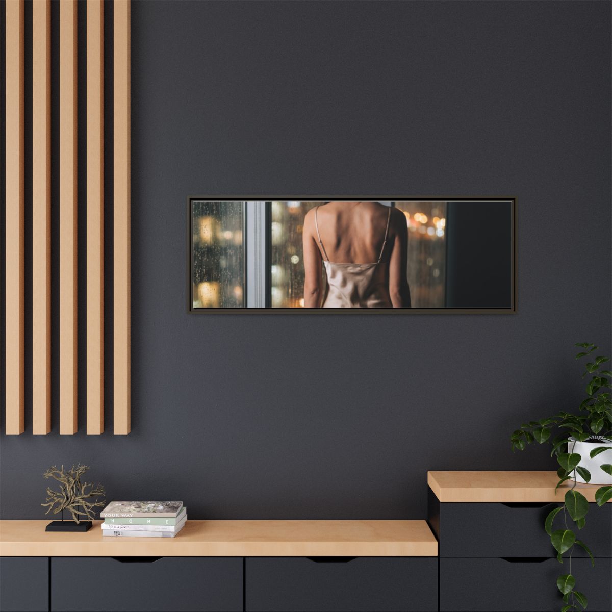Framed Canvas - Midnight Rain Masterpiece — Espresso / 1.25"