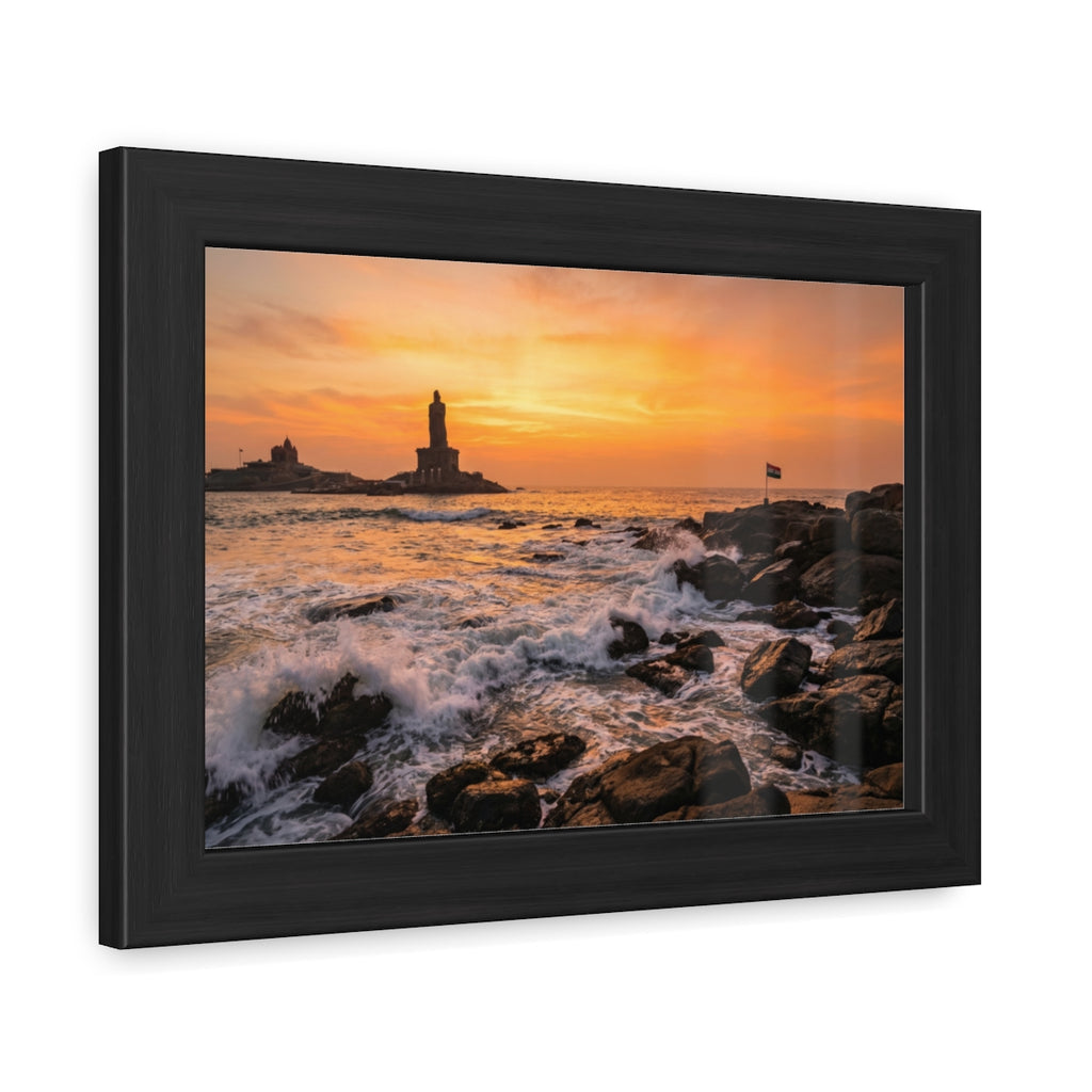 Framed Posters - Coastal Golden Glow — Landscape