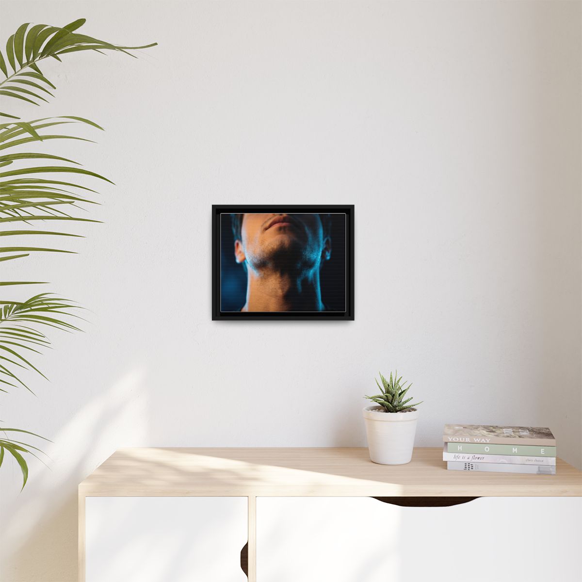 Matte Canvas, Framed - Neon Shadows Cinematic Portrait Art...