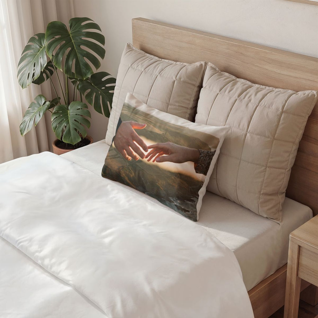 Cotton Pillow Sham - The Infinite Touch | Ethereal Coastal...