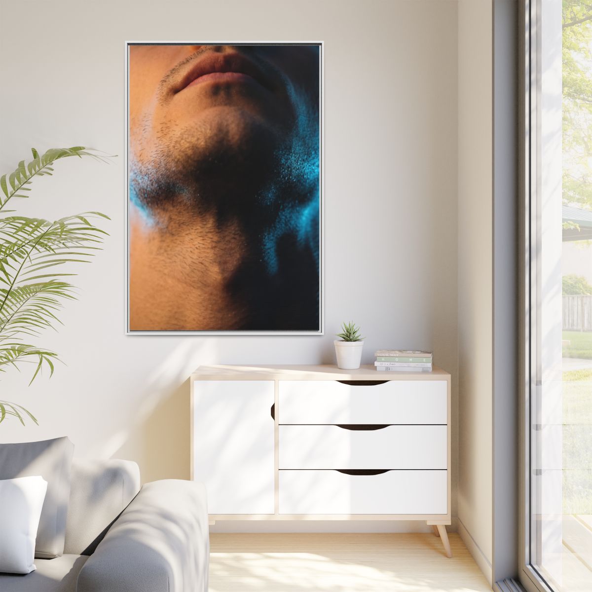 Matte Canvas, Framed - Neon Shadows Cinematic Portrait Art...