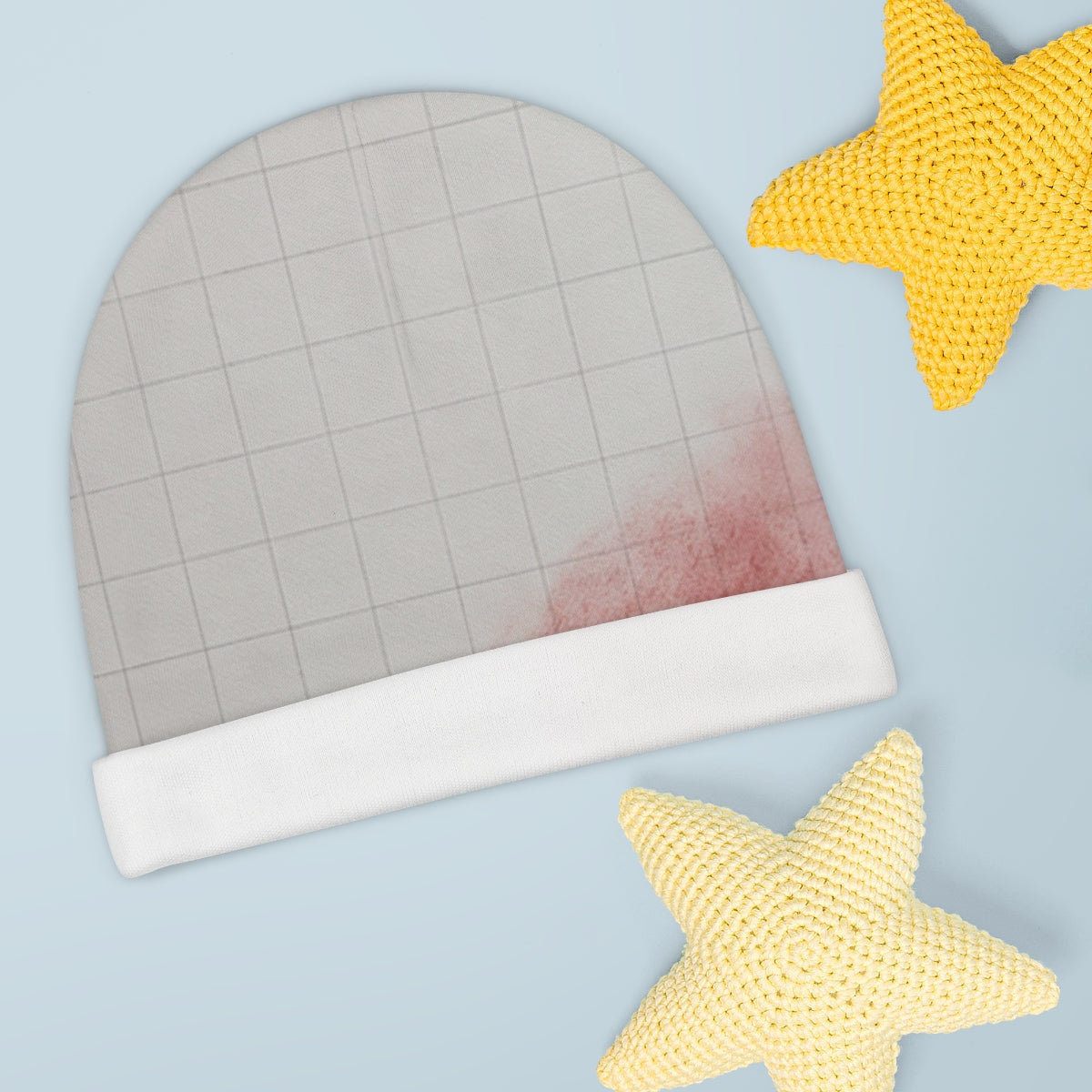 Crimson Grid Abstract Art Baby Beanie