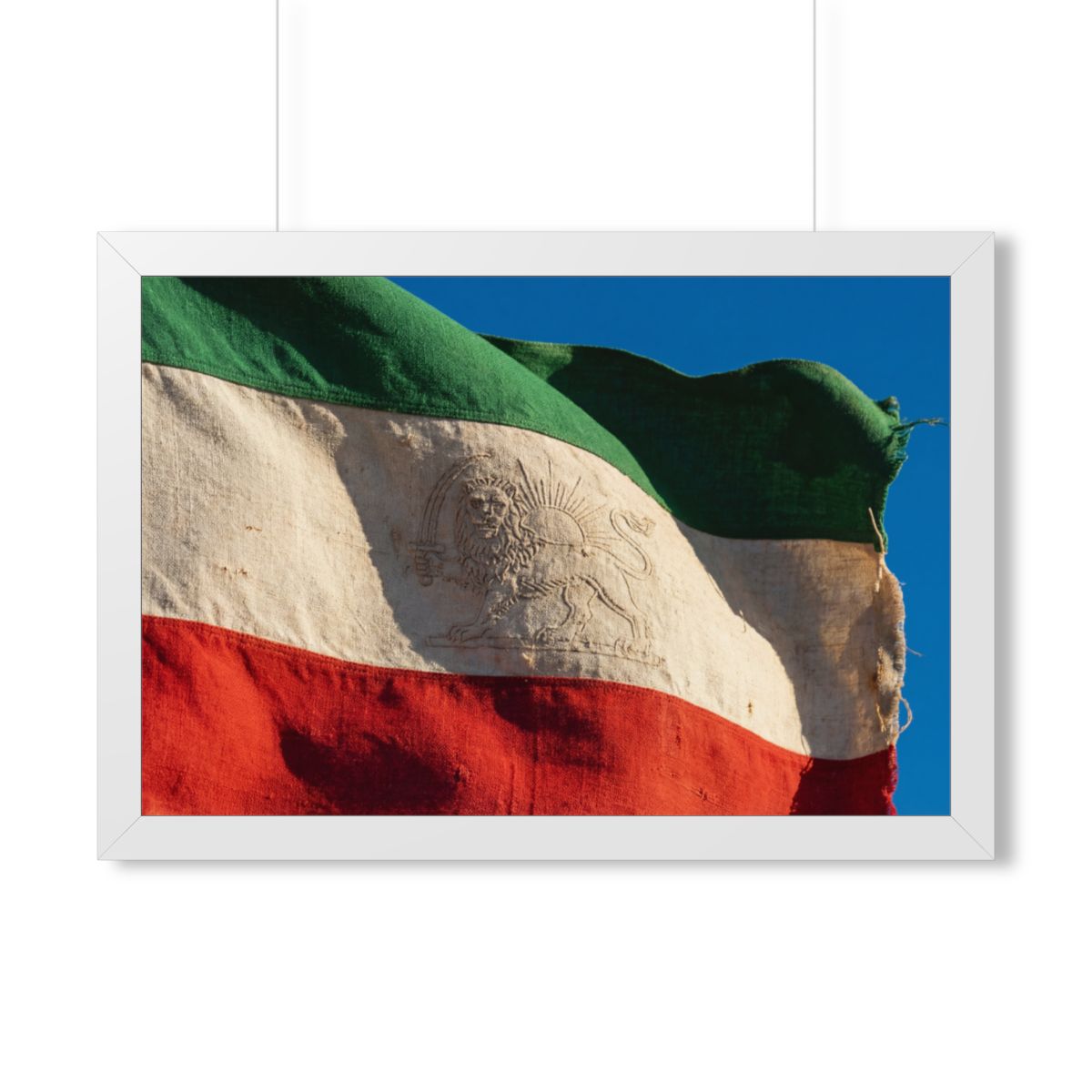 Framed Horizontal Poster - Vintage Persian Lion and Sun Flag...