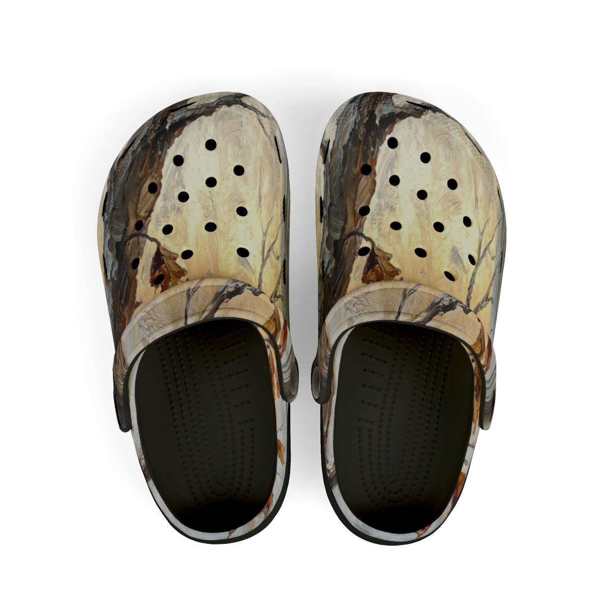 Kids' Clogs with Winter Window Landscape Art