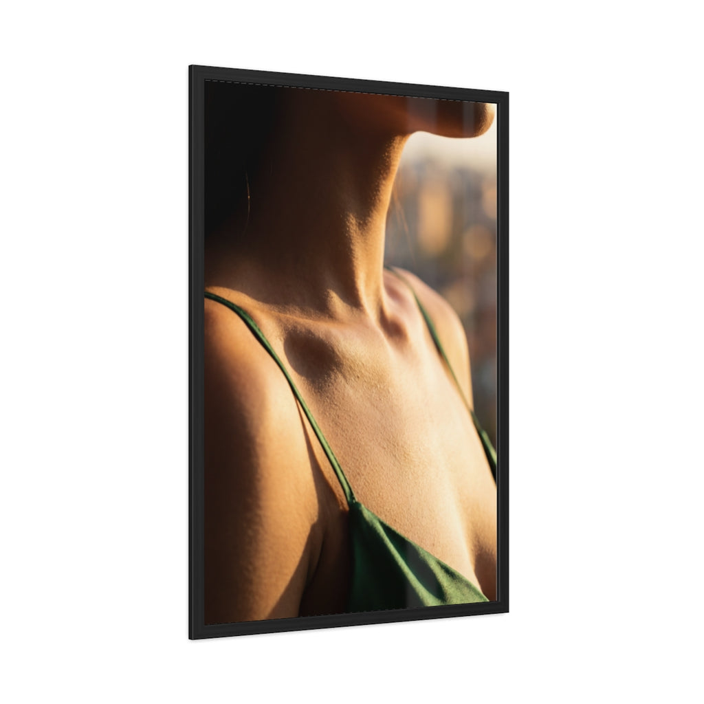 Golden Hour Framed Poster - Elegant Sunkissed Art — Portrait...