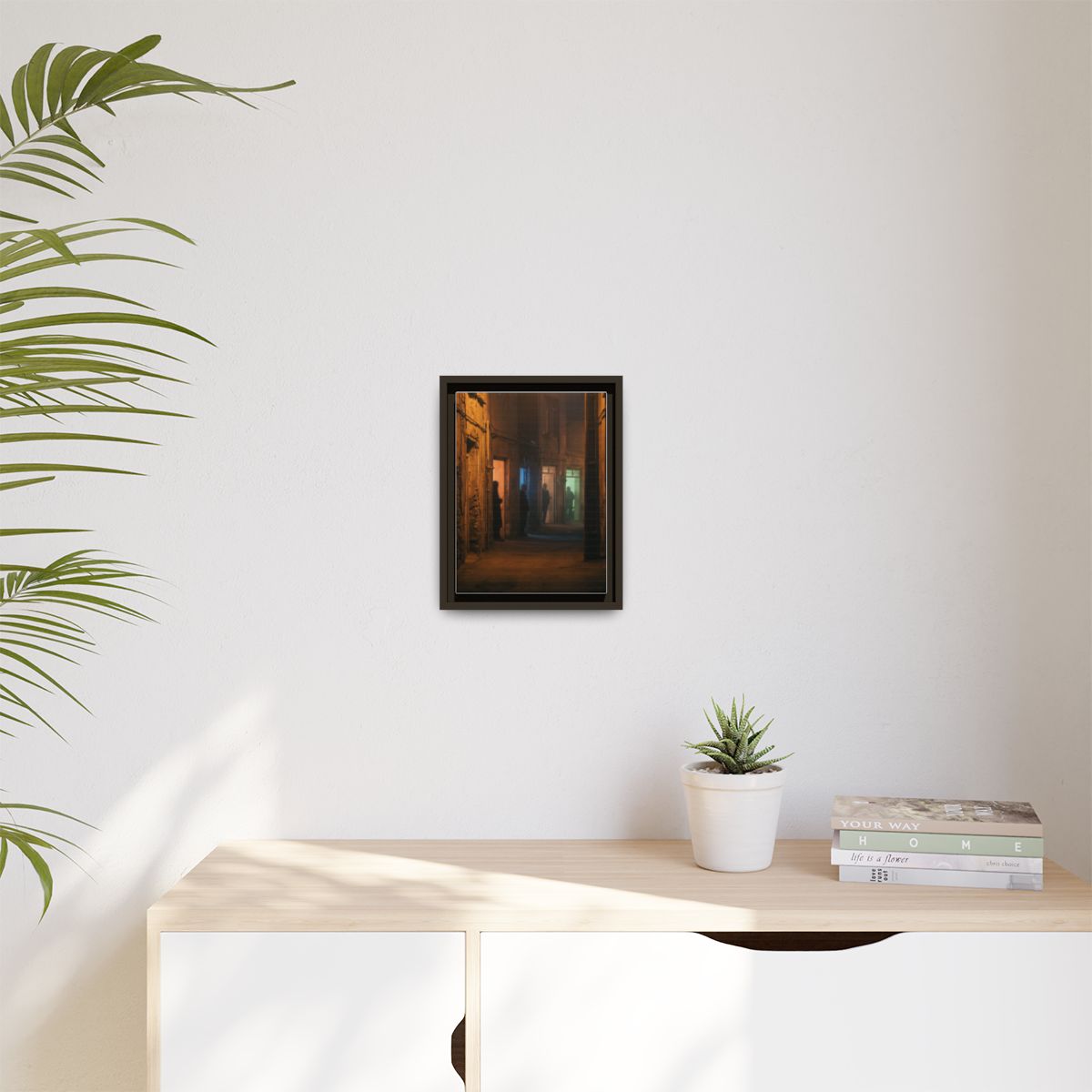 Matte Canvas, Framed - Shadowed Alleyway Mystery Art Print...