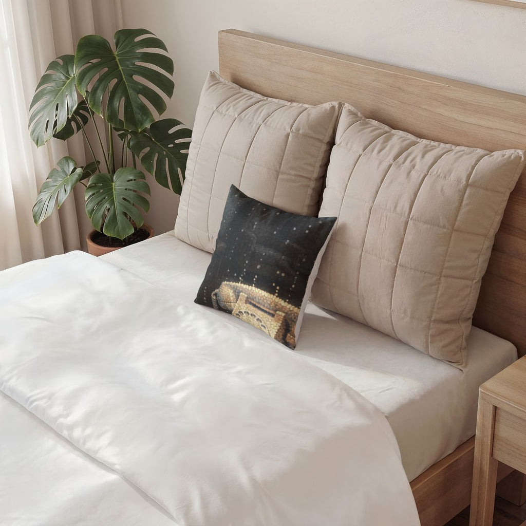 Poly Velvet Pillow - Luminous Retro Phone | Echovira Gallery