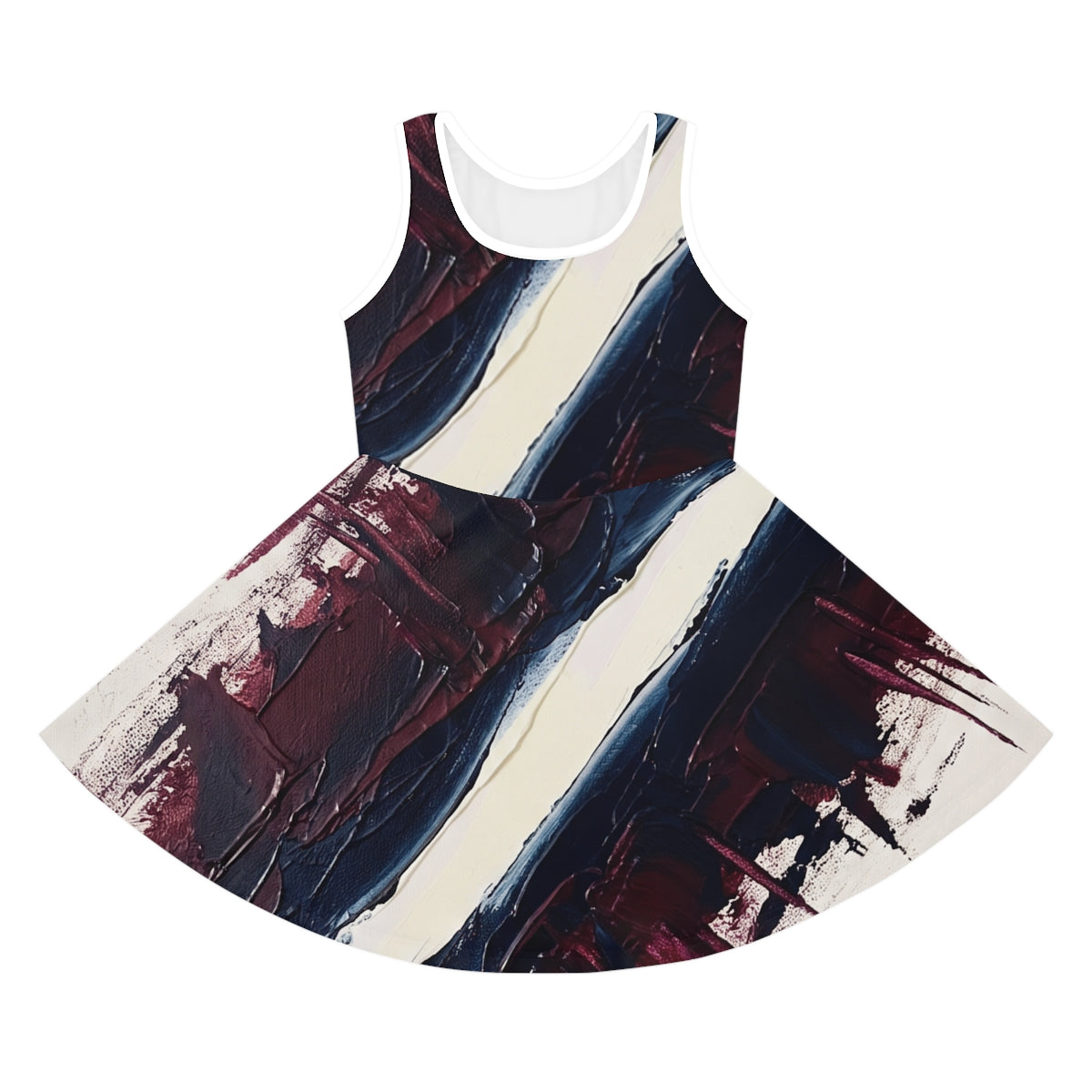 Girls' Sleeveless Sundress Navy Burgundy Art