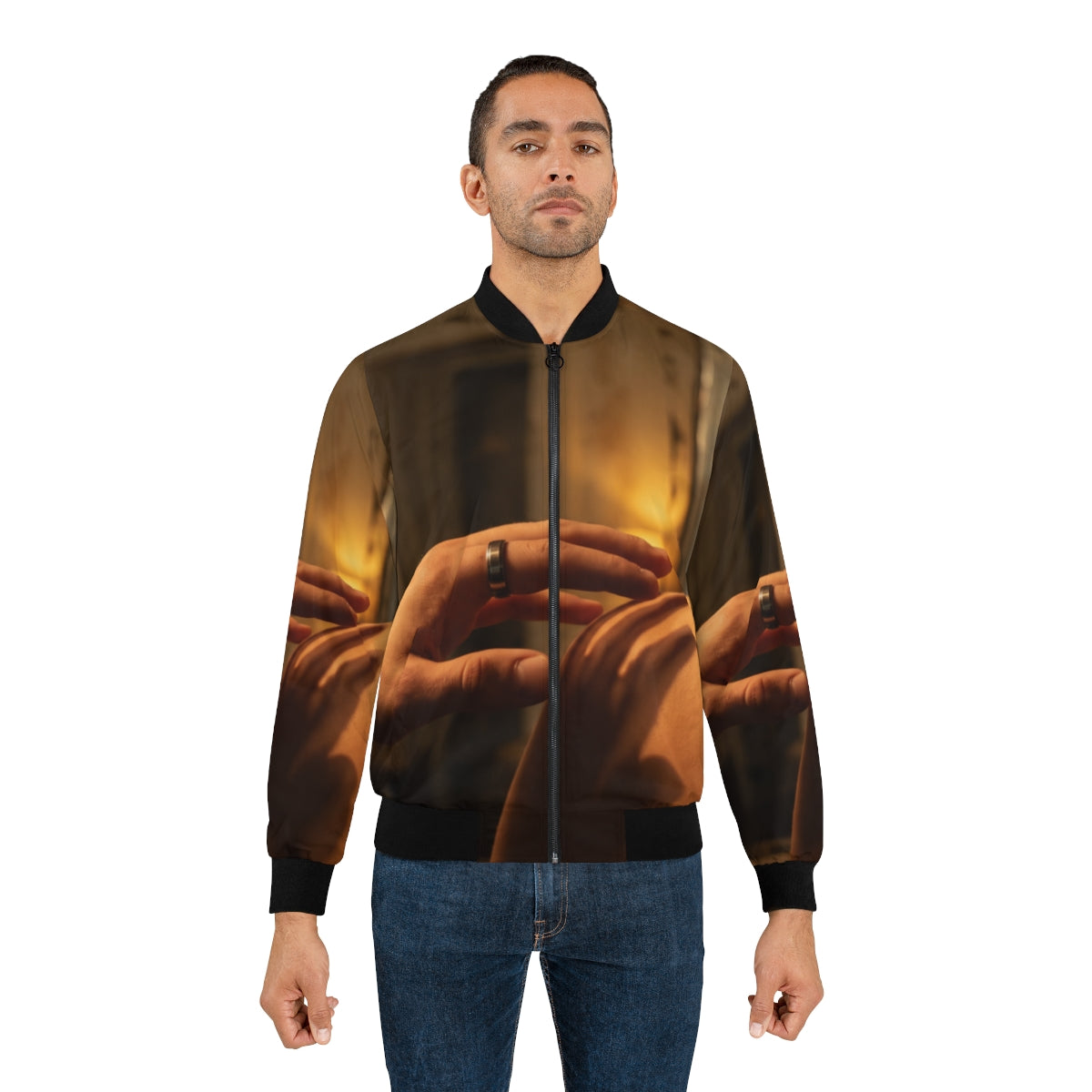Men's Bomber Jacket - Shadowed Whispers Glow | Echovira...