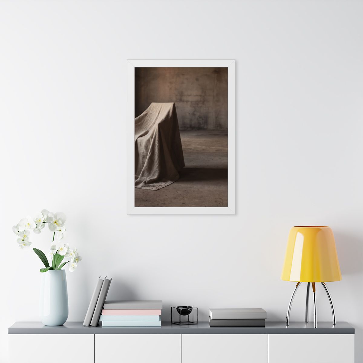 Framed Vertical Poster - Draped Silence Still Life Art... |...
