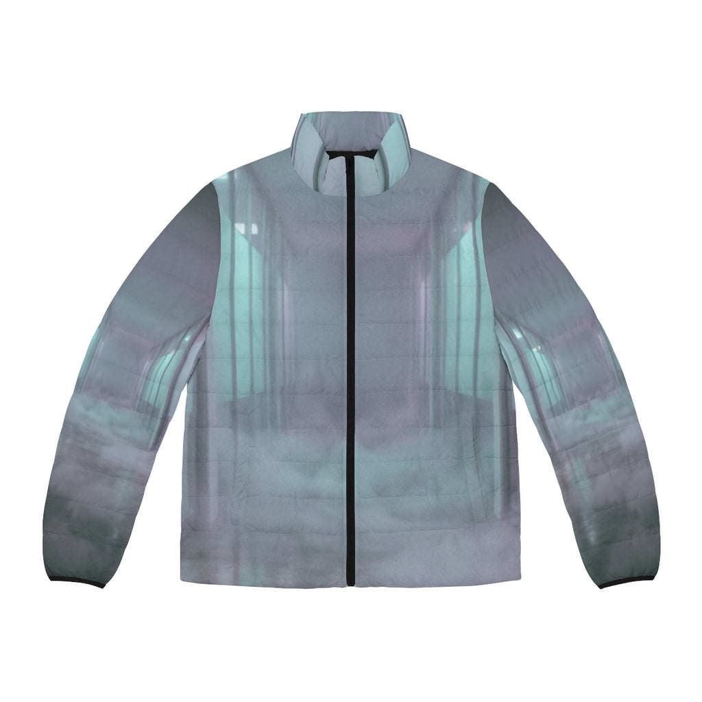 Men's Puffer Jacket - Liminal Corridor Fog Art Print |...