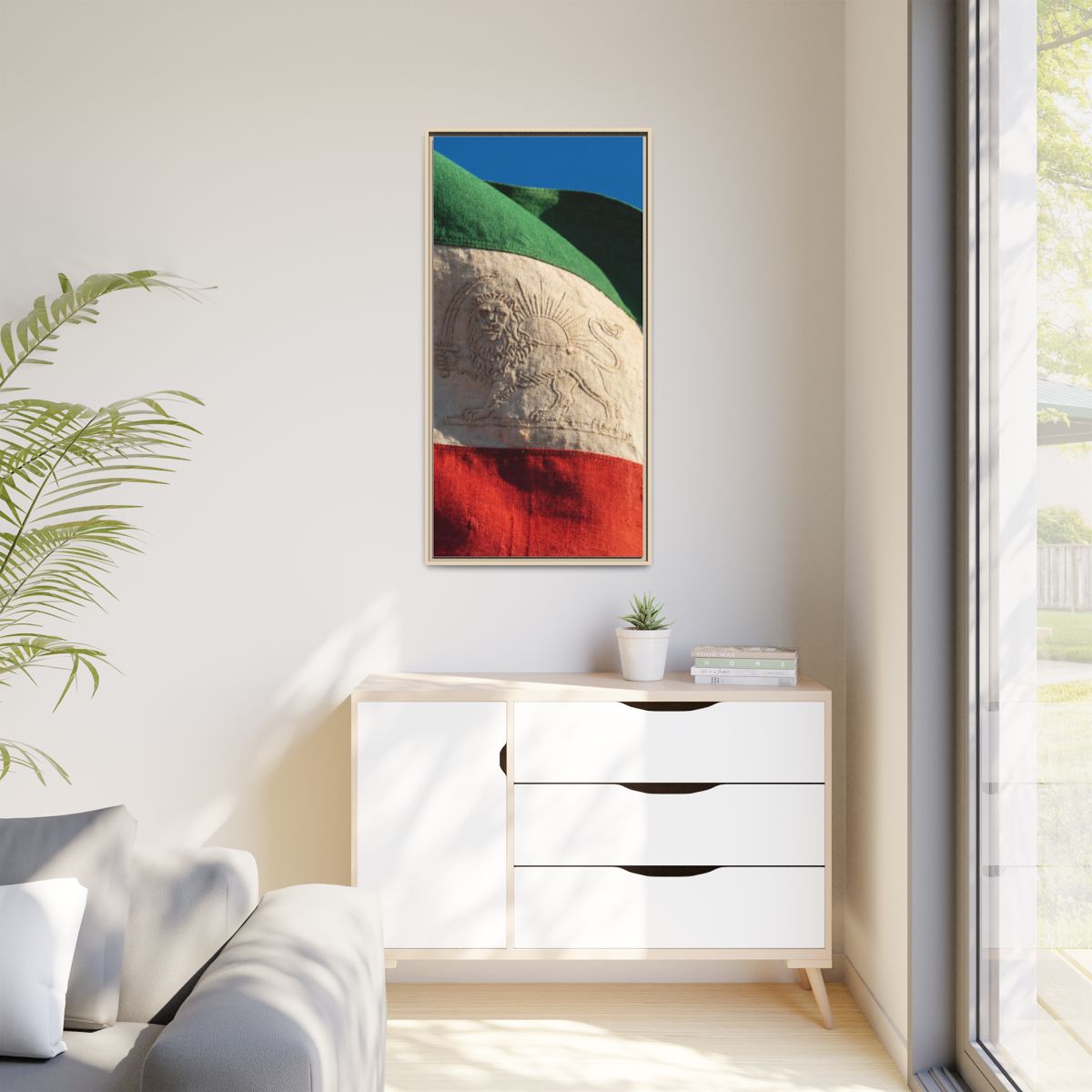 Matte Canvas, Framed - Vintage Persian Lion and Sun Heritage...