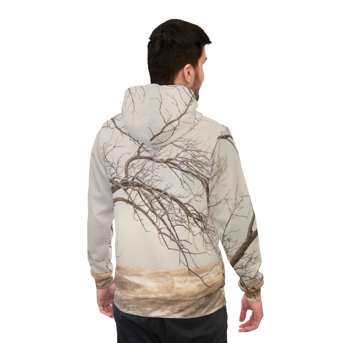 Men's Athletic Hoodie - Silent Branches Winter Landscape Art...