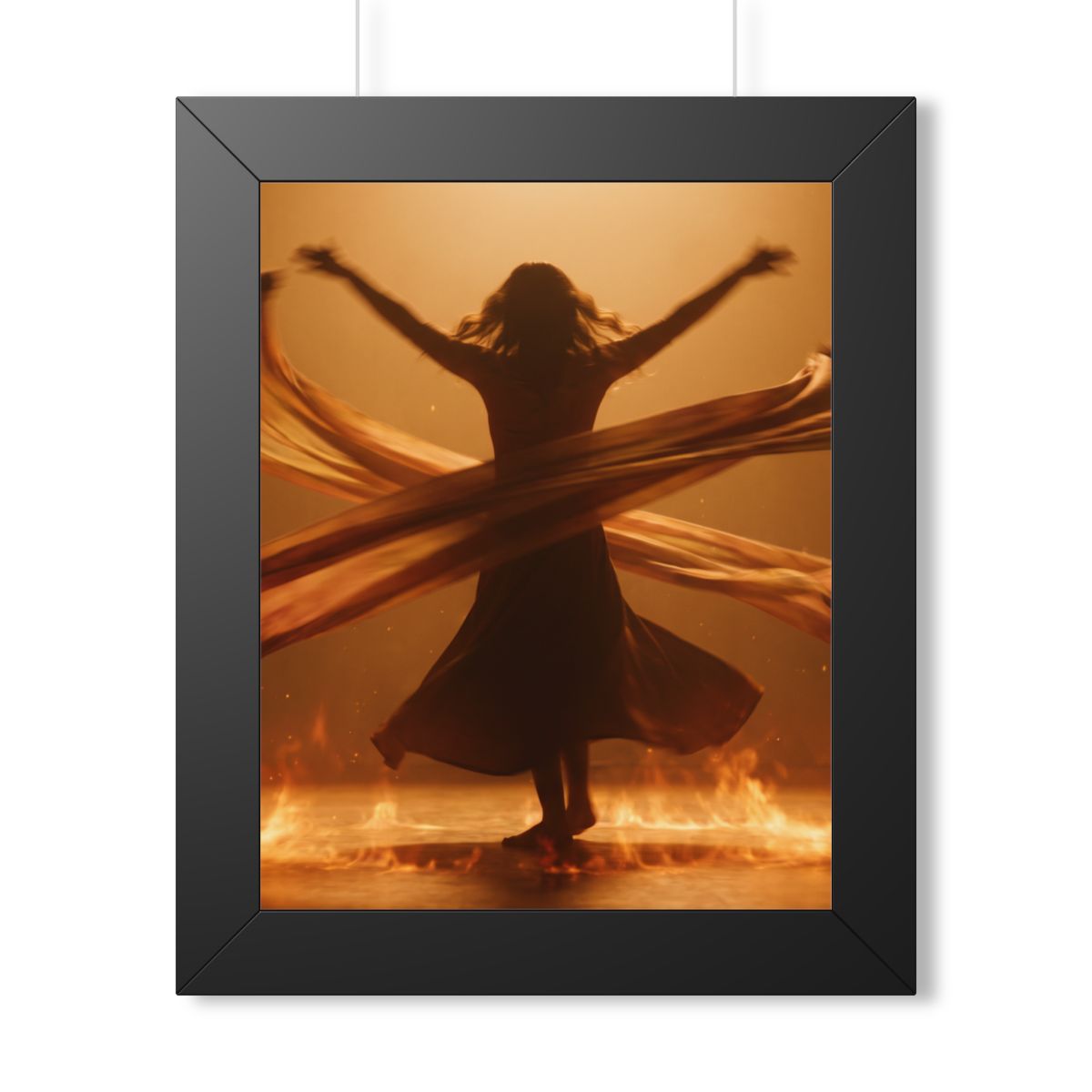 Framed Vertical Poster - Fire Dance Ascent — Black (11×14......