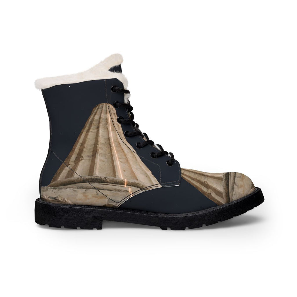 Ancient Stone Column Men's Fur Leather Boots