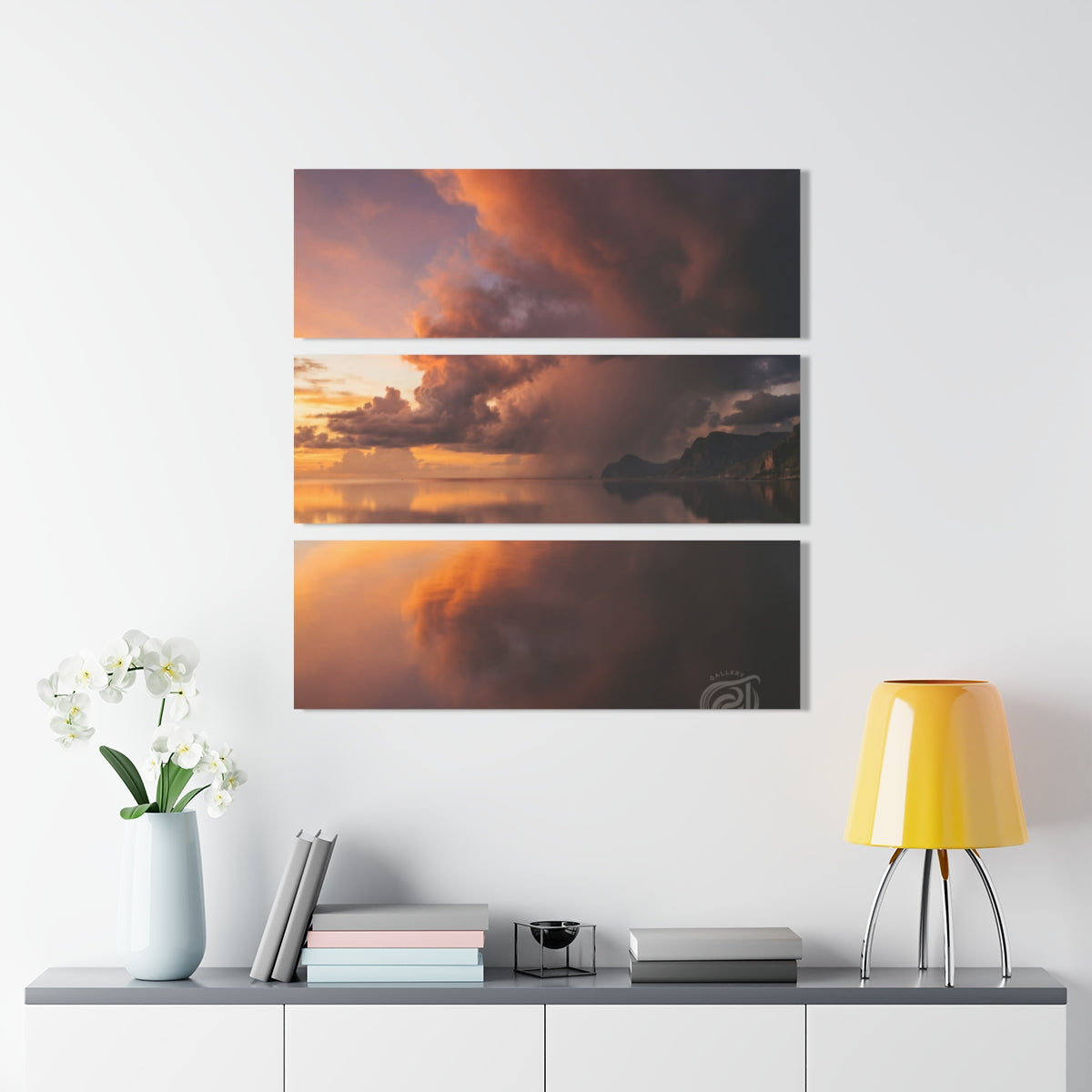 Acrylic Prints Triptych - Sunset Reflection — Landscape |...