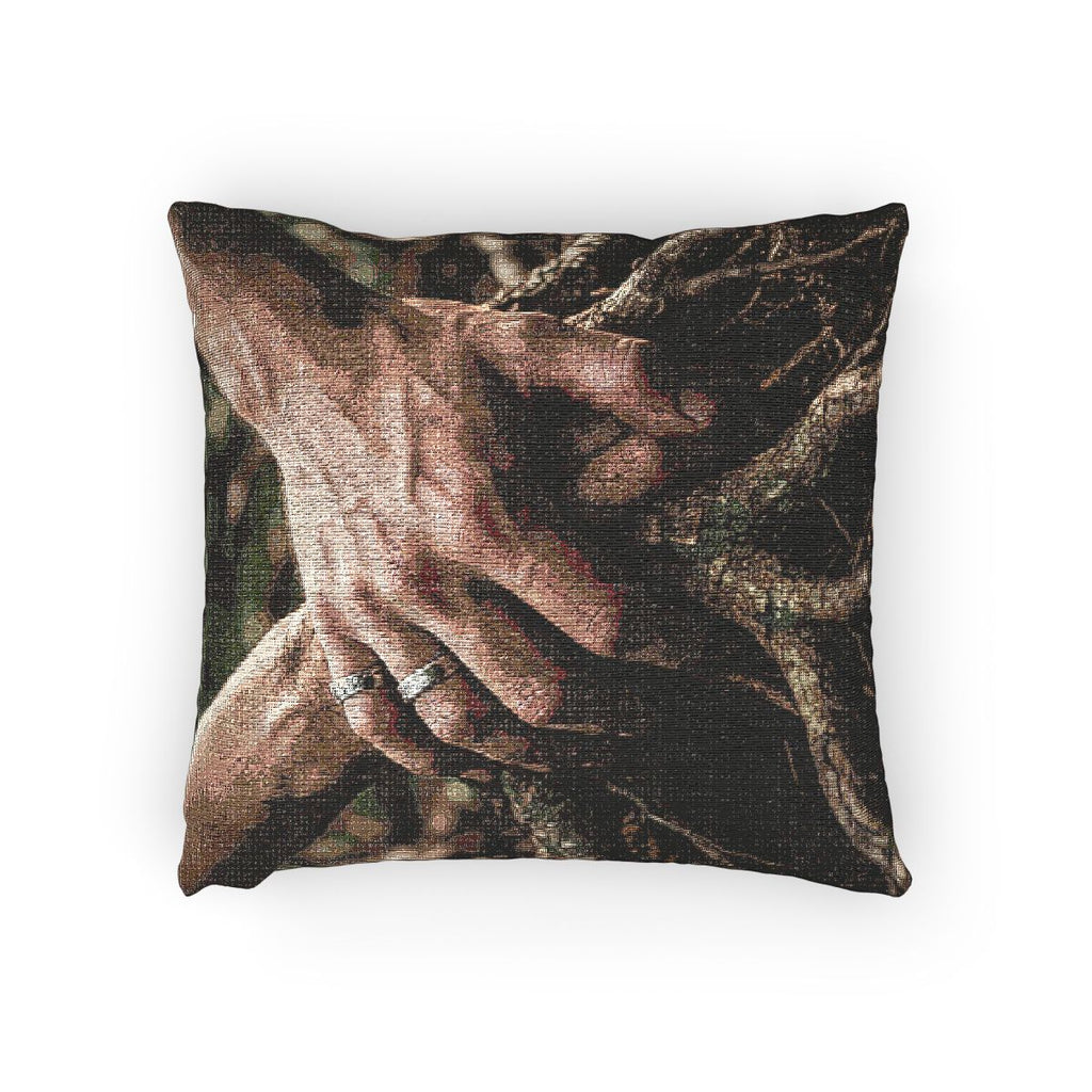 Forest Roots and Hands Woven Pillow
