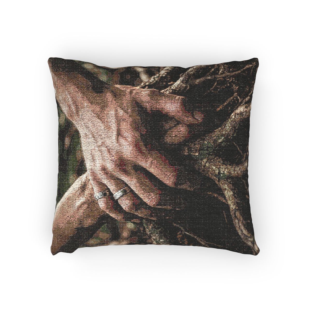 Forest Roots and Hands Woven Pillow