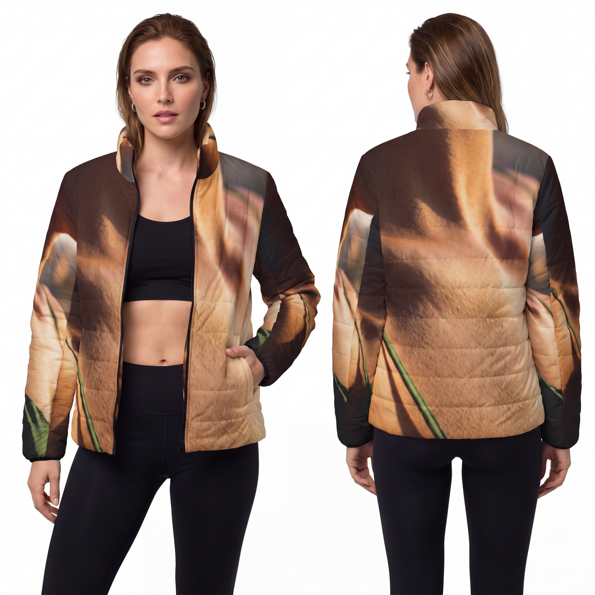 Golden Hour Women's Puffer - Emerald Sunset Coat | Echovira...