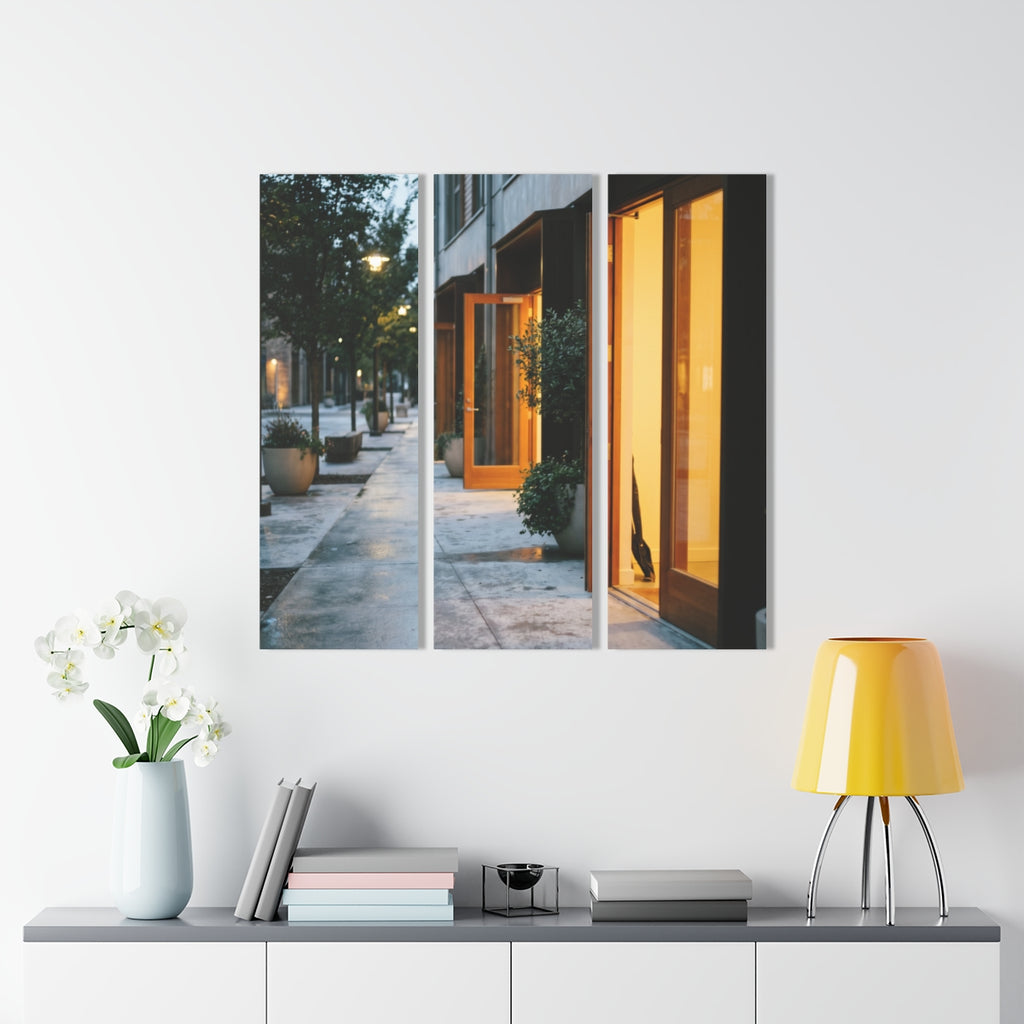 Acrylic Prints Triptych - Twilight Promenade — Portrait |...