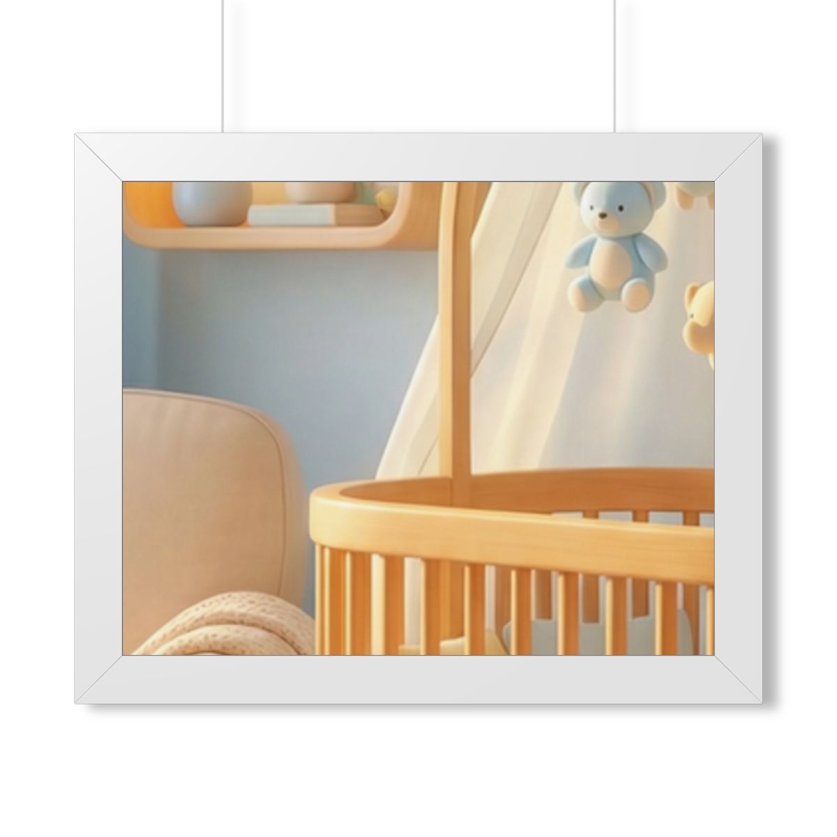 Framed Horizontal Poster - Dreamy Serene Nursery Art — White...