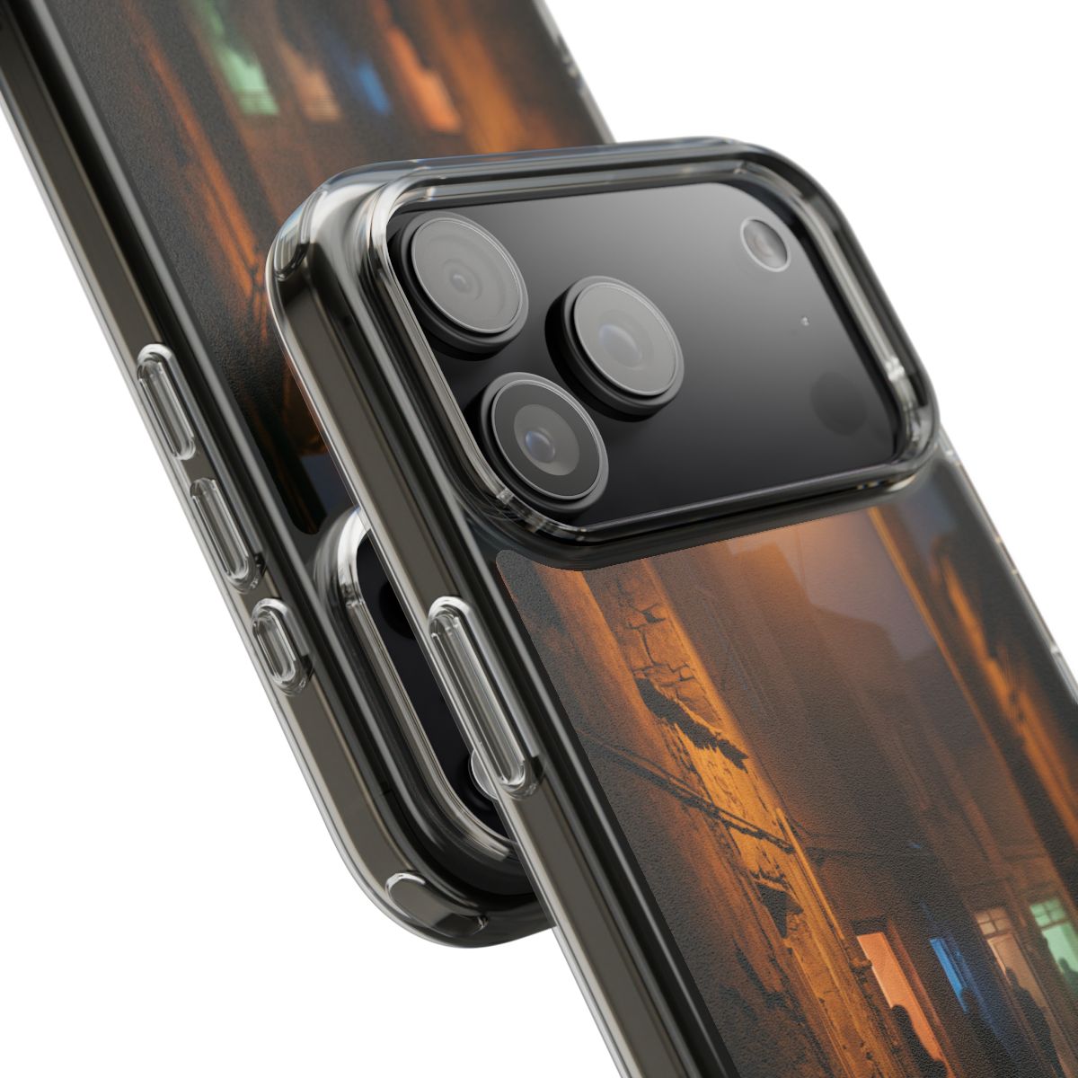 Clear Impact-Resistant Case - Night Alley iPhone Glow |...