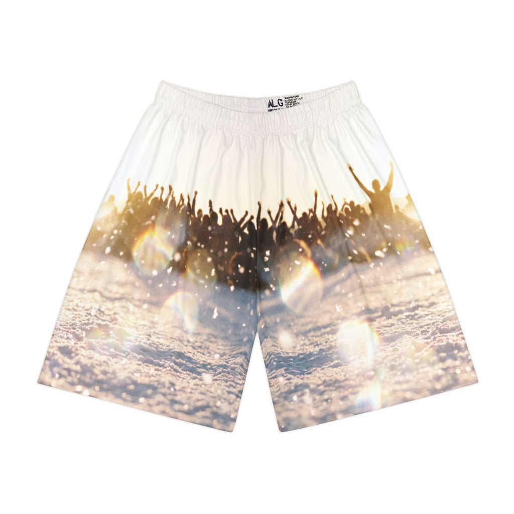 Men's Sports Shorts with Golden Crowd Art