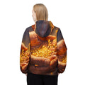 Women's Windbreaker Jacket with Wheat Grain Art
