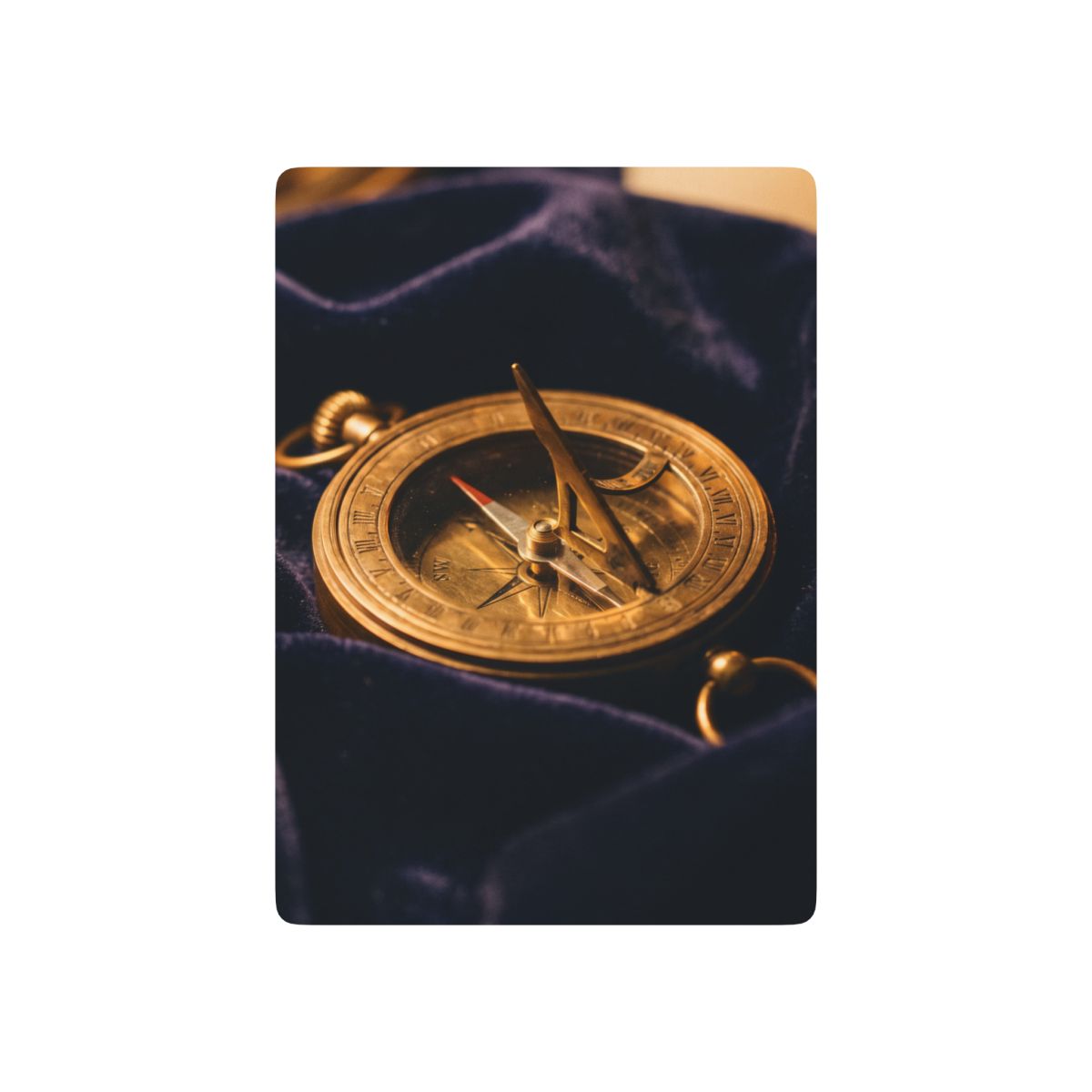 Antique Brass Sundial Compass Poker Cards
