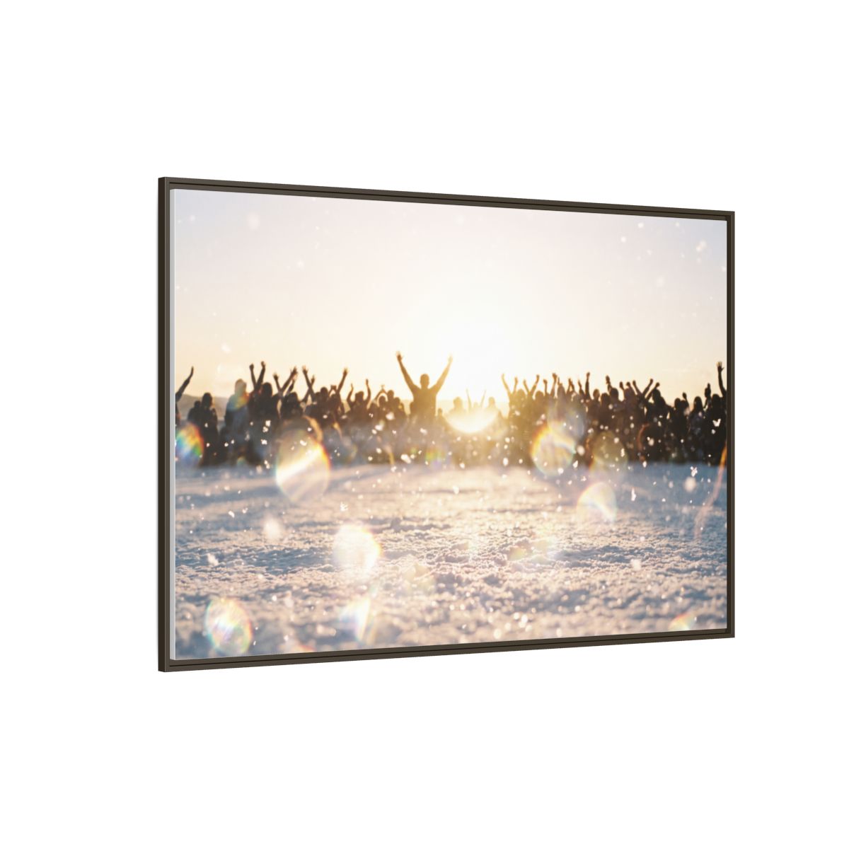 Espresso Framed Canvas Golden Hour Crowd Art